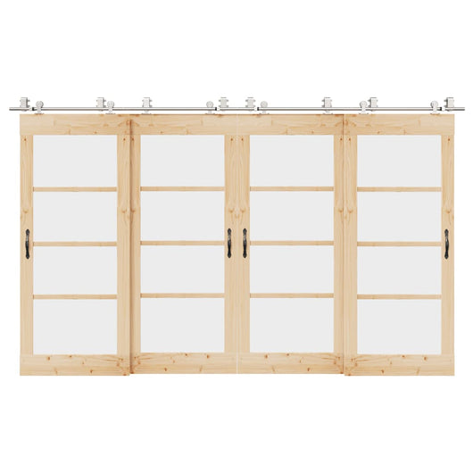 Kit Binari Porta Scorrevole 366 cm Acciaio Inossidabile Argento 3295771