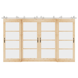 Kit Binari Porta Scorrevole 366 cm Acciaio Inossidabile Argento