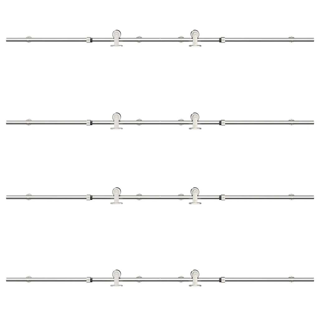 Kit Binari Porta Scorrevole 400 cm Acciaio Inossidabile Argento 3295772