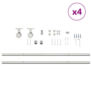 Kit Binari Porta Scorrevole 400 cm Acciaio Inossidabile Argento 3295772