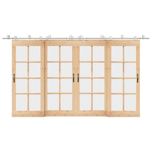 Kit Binari Porta Scorrevole 400 cm Acciaio Inossidabile Argento 3295772