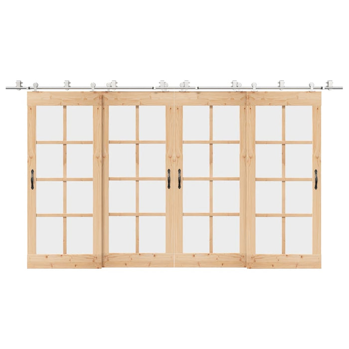 Kit Binari Porta Scorrevole 400 cm Acciaio Inossidabile Argento 3295772