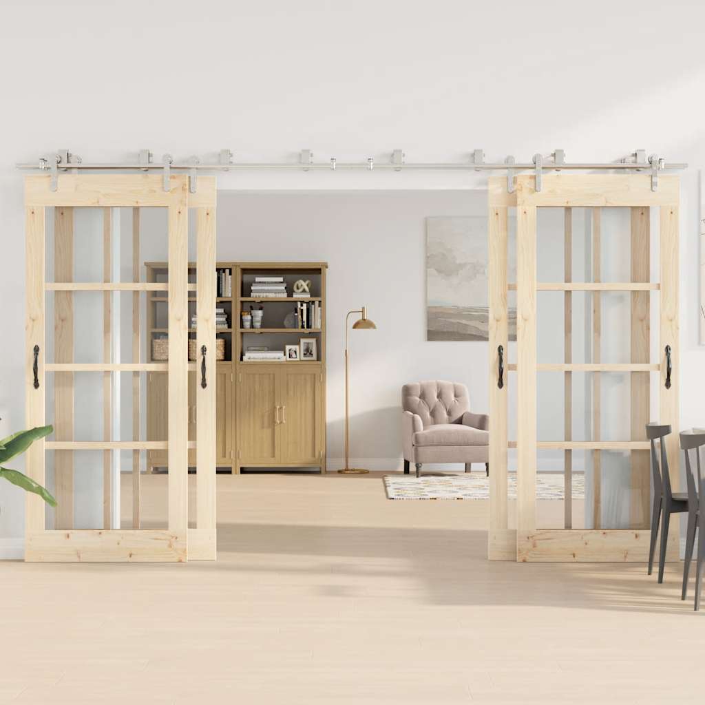 Kit Binari Porta Scorrevole 366 cm Acciaio Inossidabile Argento