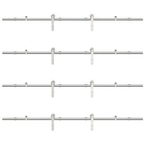 Kit Binari Porta Scorrevole 366 cm Acciaio Inossidabile Argento