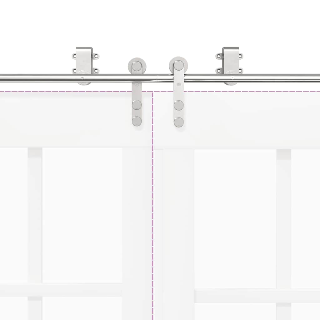 Kit Binari Porta Scorrevole 366 cm Acciaio Inossidabile Argento