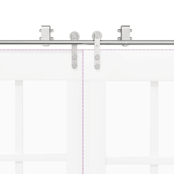 Kit Binari Porta Scorrevole 366 cm Acciaio Inossidabile Argento