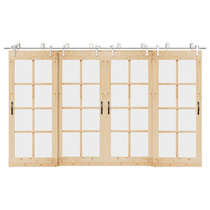 Kit Binari Porta Scorrevole 366 cm Acciaio Inossidabile Argento 3295773