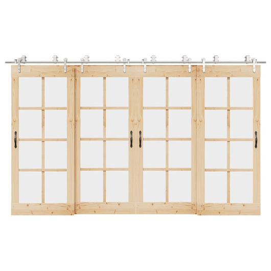 Kit Binari Porta Scorrevole 366 cm Acciaio Inossidabile Argento