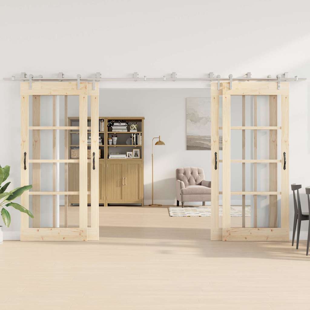 vidaXL Kit Binari Porta Scorrevole 400 cm Acciaio Inossidabile Argento