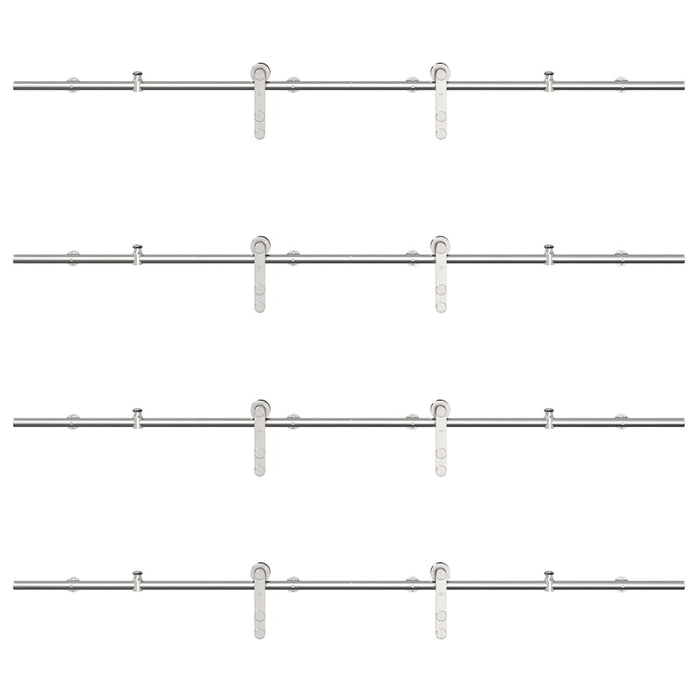 vidaXL Kit Binari Porta Scorrevole 400 cm Acciaio Inossidabile Argento