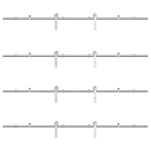 Kit Binari Porta Scorrevole 400 cm Acciaio Inossidabile Argento 3295774