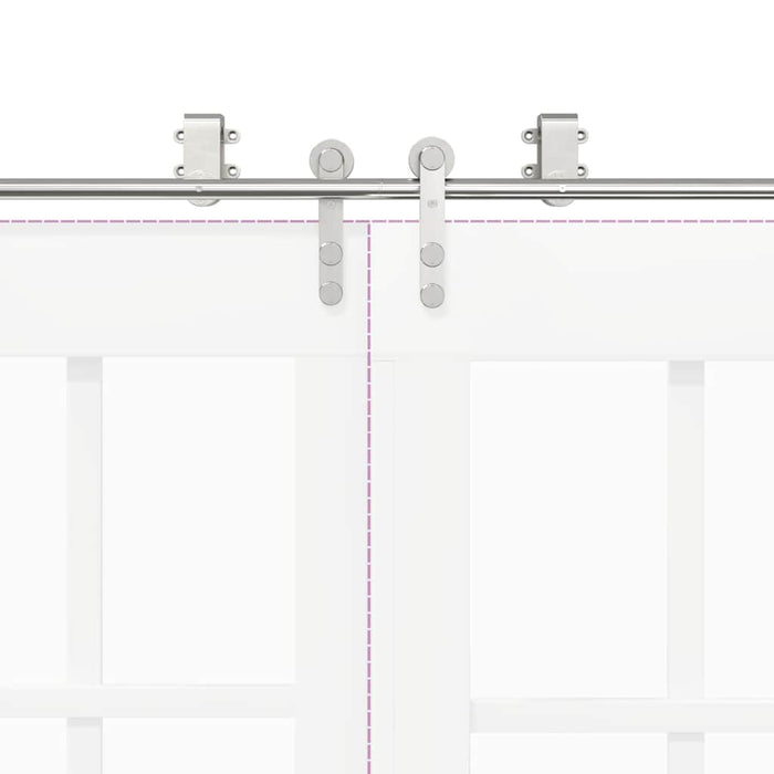 Kit Binari Porta Scorrevole 400 cm Acciaio Inossidabile Argento 3295774