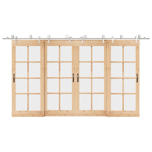 vidaXL Kit Binari Porta Scorrevole 400 cm Acciaio Inossidabile Argento