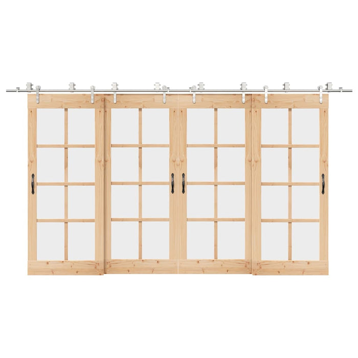 vidaXL Kit Binari Porta Scorrevole 400 cm Acciaio Inossidabile Argento