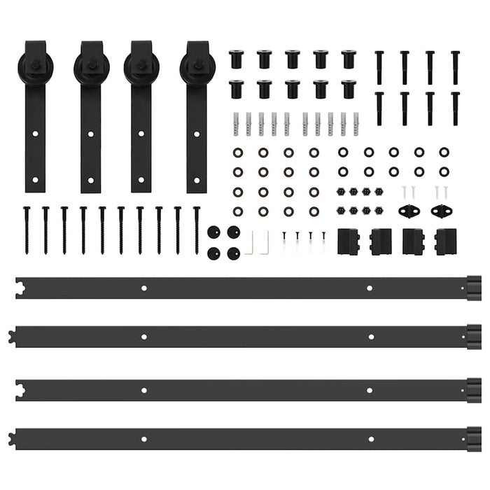 Kit di Binari per Porte Scorrevoli 427 cm Acciaio Nero 3295776