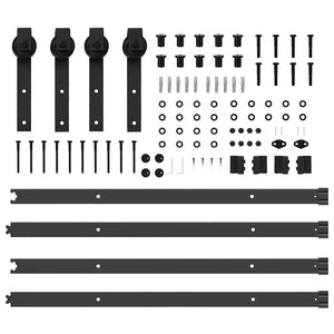Kit di Binari per Porte Scorrevoli 427 cm Acciaio Nero 3295776