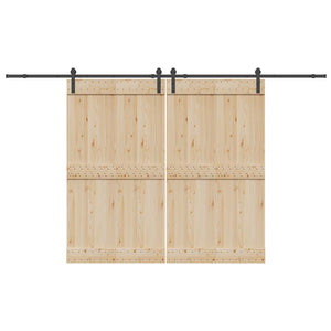 Kit di Binari per Porte Scorrevoli 366 cm Acciaio Nero 3295777