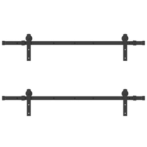 Kit di Binari per Porte Scorrevoli 305 cm Acciaio Nero