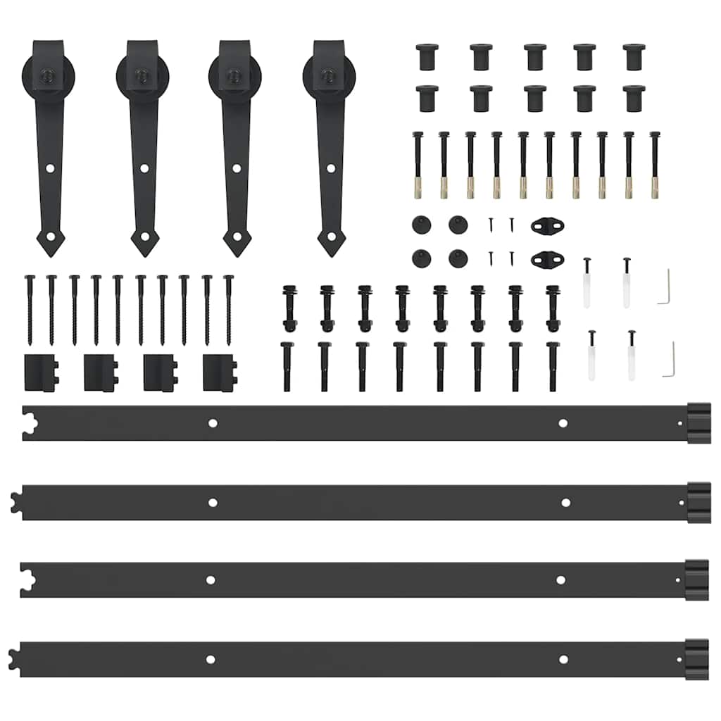 Kit di Binari per Porte Scorrevoli 305 cm Acciaio Nero 3295781