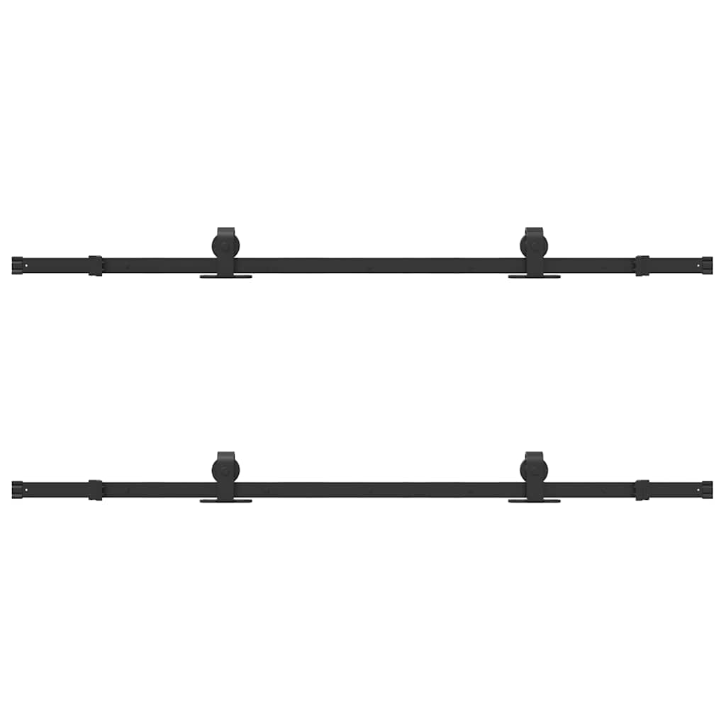 Kit di Binari per Porte Scorrevoli 366 cm Acciaio Nero 3295785