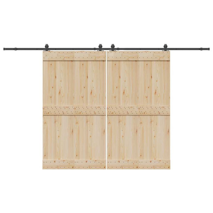 Kit di Binari per Porte Scorrevoli 366 cm Acciaio Nero 3295785