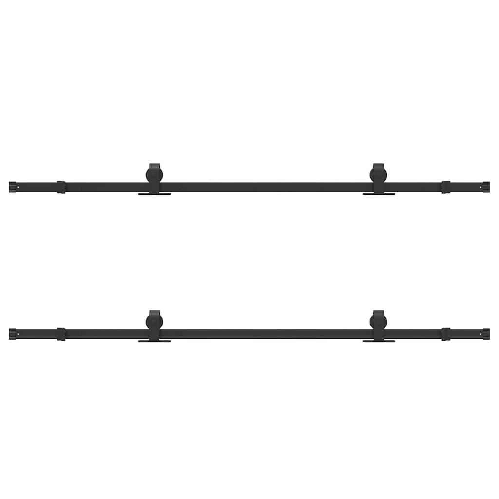 Kit di Binari per Porte Scorrevoli 400 cm Acciaio Nero 3295786