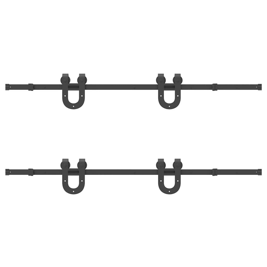 vidaXL Kit di Binari per Porte Scorrevoli 366 cm Acciaio Nero