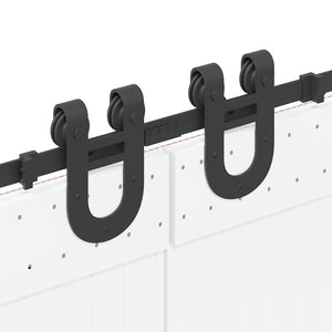 vidaXL Kit di Binari per Porte Scorrevoli 366 cm Acciaio Nero