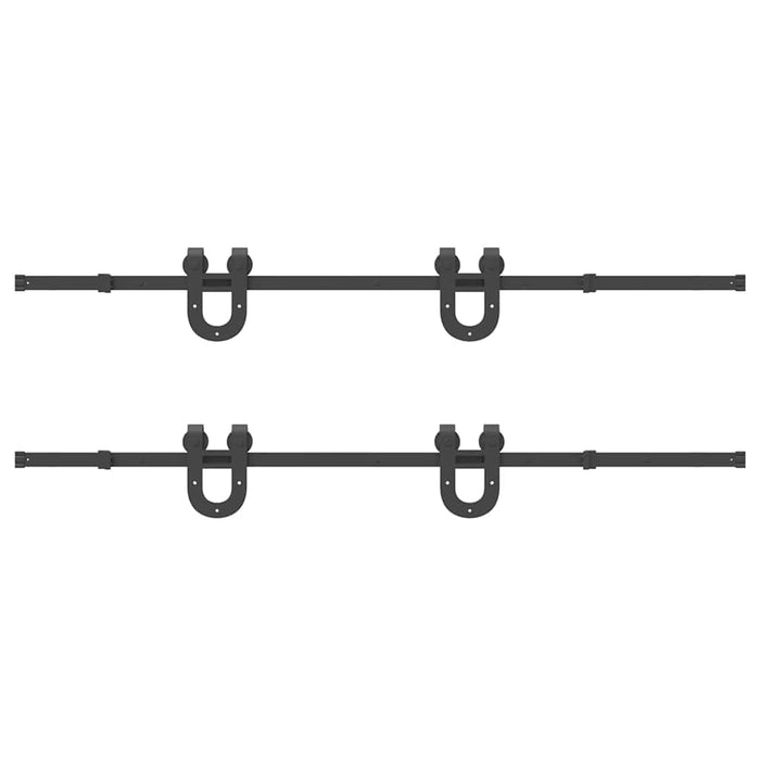 Kit di Binari per Porte Scorrevoli 400 cm Acciaio Nero
