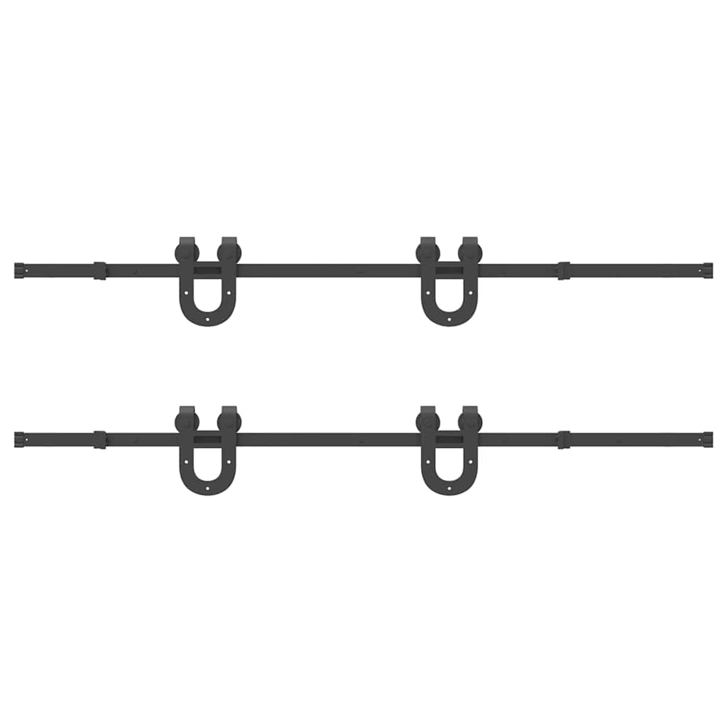 Kit di Binari per Porte Scorrevoli 400 cm Acciaio Nero 3295790