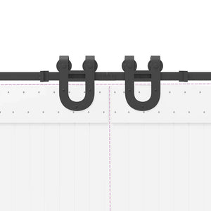 Kit di Binari per Porte Scorrevoli 400 cm Acciaio Nero