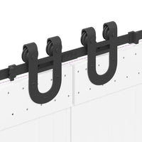 Kit di Binari per Porte Scorrevoli 400 cm Acciaio Nero