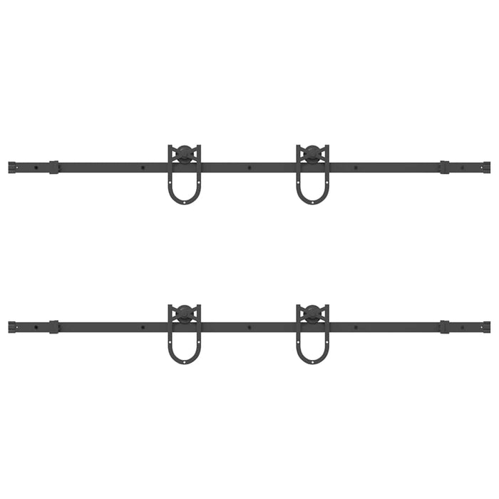Kit di Binari per Porte Scorrevoli 366 cm Acciaio Nero 3295793