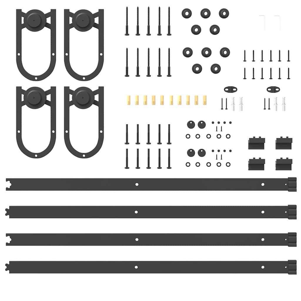 Kit di Binari per Porte Scorrevoli 366 cm Acciaio Nero 3295793