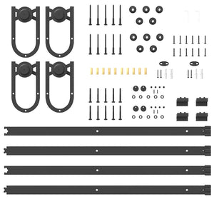 Kit di Binari per Porte Scorrevoli 366 cm Acciaio Nero 3295793