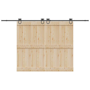 Kit di Binari per Porte Scorrevoli 366 cm Acciaio Nero 3295793