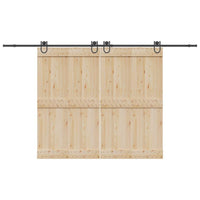 Kit di Binari per Porte Scorrevoli 366 cm Acciaio Nero 3295793