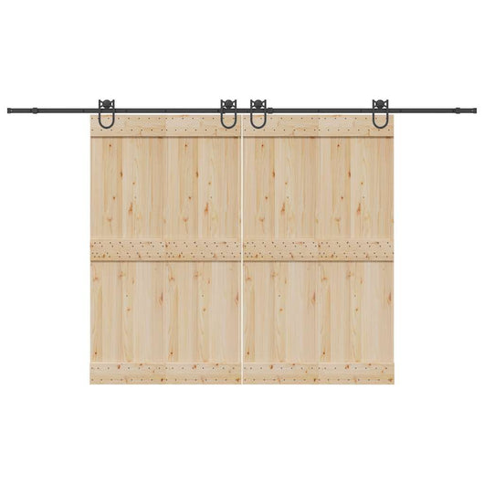 Kit di Binari per Porte Scorrevoli 366 cm Acciaio Nero