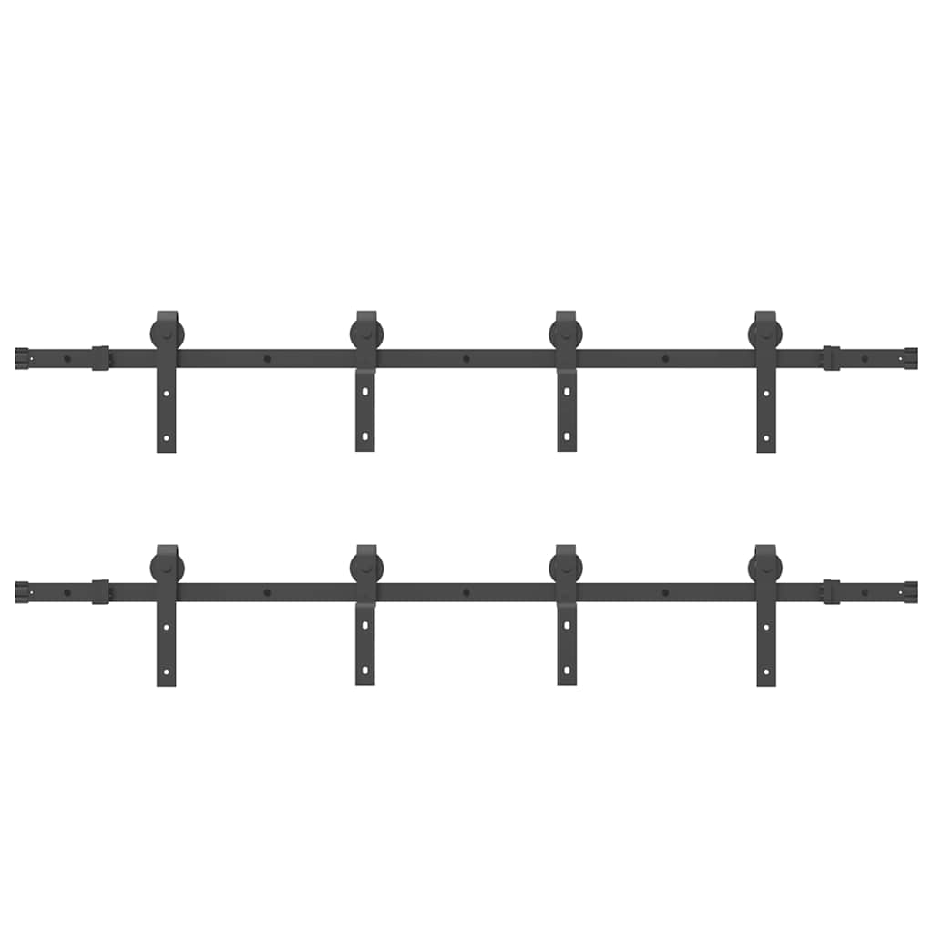 vidaXL Kit di Binari per Porte Scorrevoli 366 cm Acciaio Nero