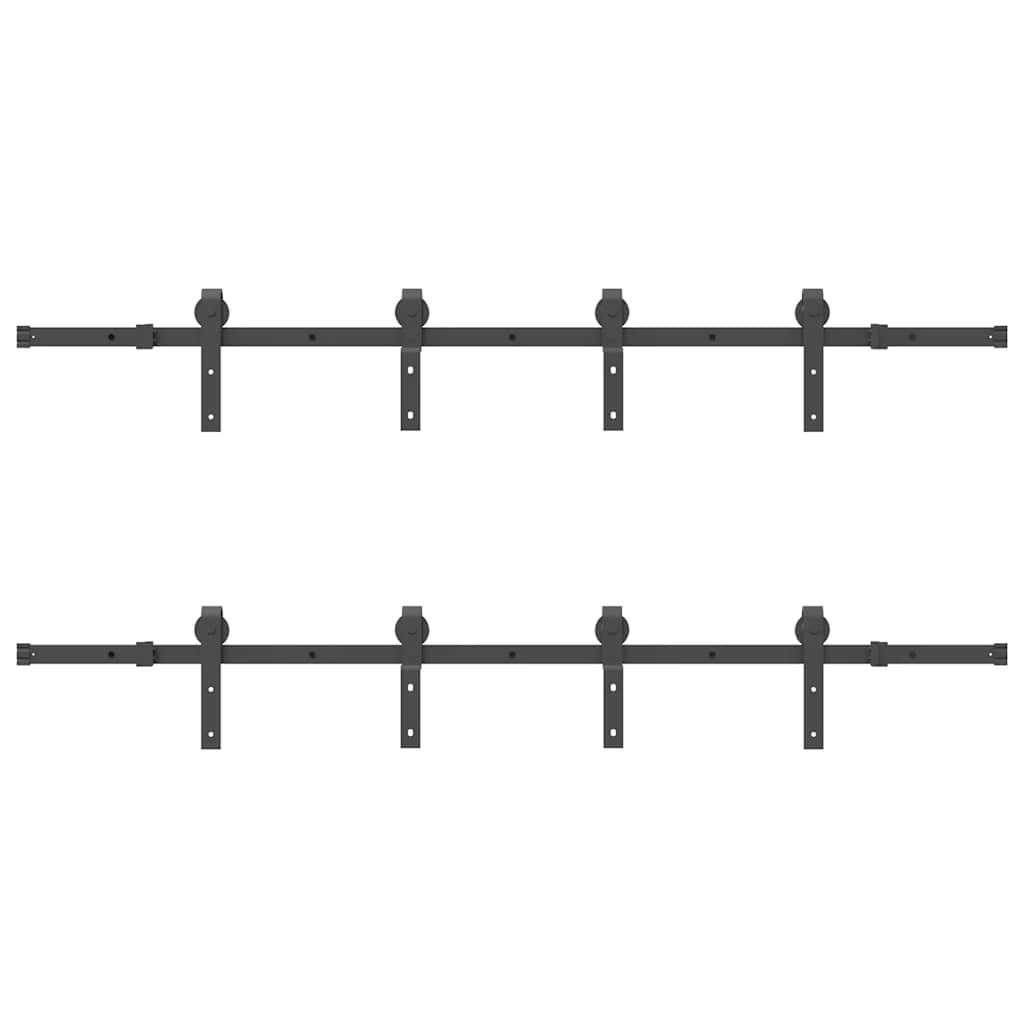 Kit di Binari per Porte Scorrevoli 400 cm Acciaio Nero 3295796