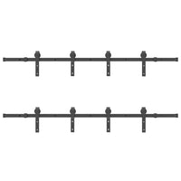 Kit di Binari per Porte Scorrevoli 400 cm Acciaio Nero 3295796