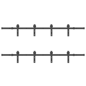 Kit di Binari per Porte Scorrevoli 400 cm Acciaio Nero 3295796