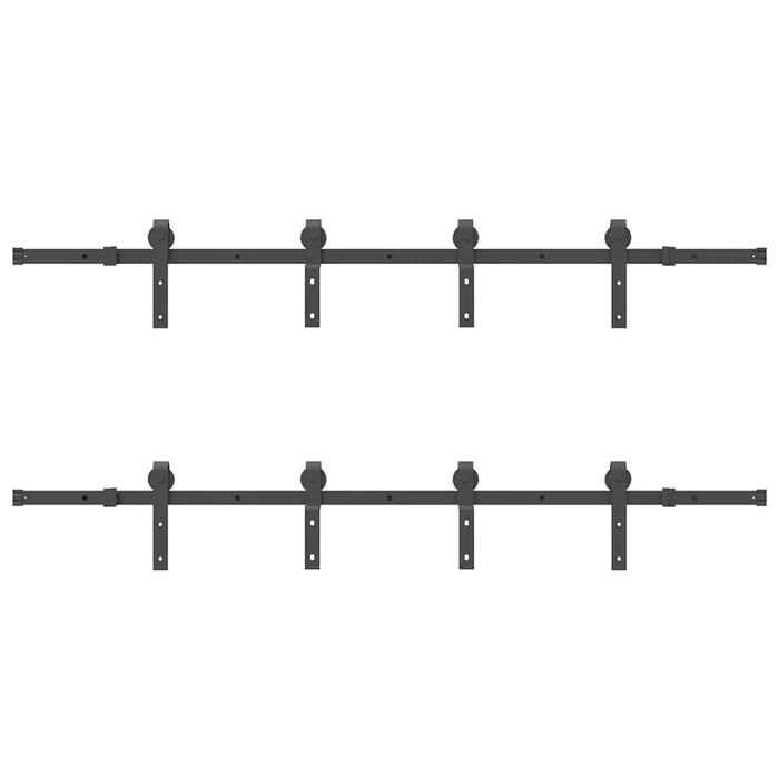 Kit di Binari per Porte Scorrevoli 400 cm Acciaio Nero 3295796