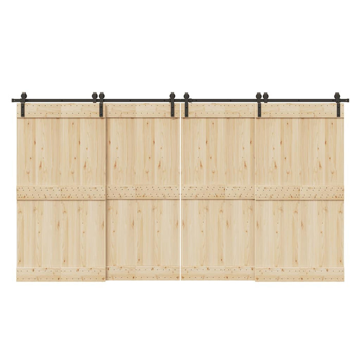 Kit di Binari per Porte Scorrevoli 400 cm Acciaio Nero 3295796