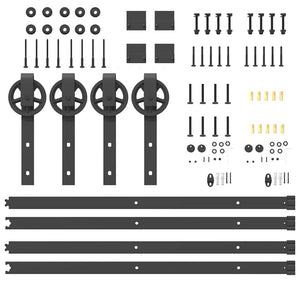 Kit di Binari per Porte Scorrevoli 366 cm Acciaio Nero 3295797
