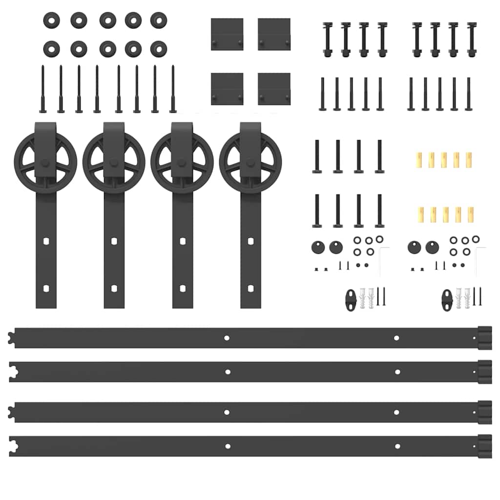 Kit di Binari per Porte Scorrevoli 366 cm Acciaio Nero 3295797