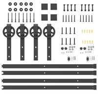 Kit di Binari per Porte Scorrevoli 366 cm Acciaio Nero 3295797