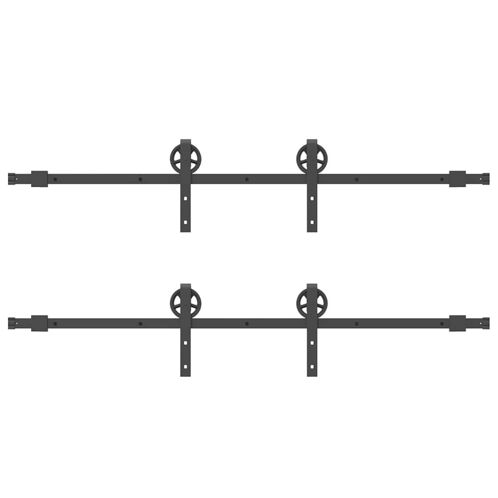 Kit di Binari per Porte Scorrevoli 366 cm Acciaio Nero 3295797