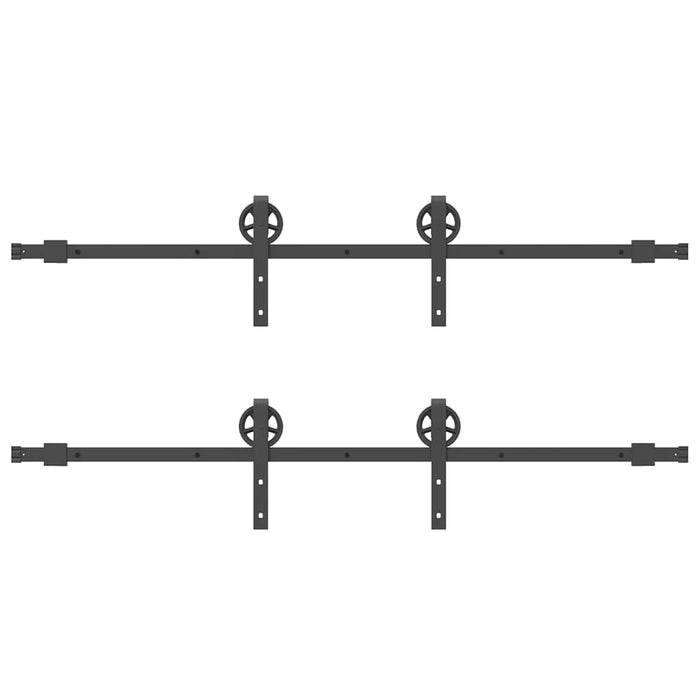 Kit di Binari per Porte Scorrevoli 366 cm Acciaio Nero 3295797