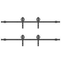 Kit di Binari per Porte Scorrevoli 366 cm Acciaio Nero 3295797